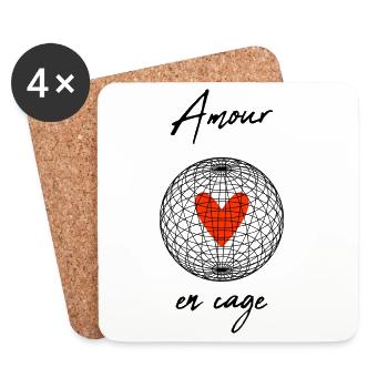 VALENTINE'S DAY. HEART. I LOVE YOU. I LOVE YOU - Coasters (set of 4) - white - Front