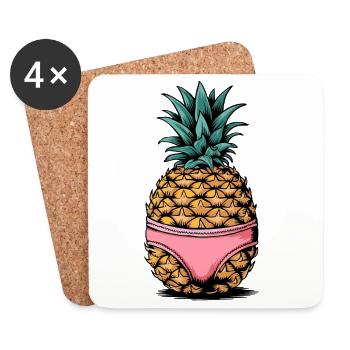 Ananas in Pink - Untersetzer (4er-Set) - Weiß - Vorne
