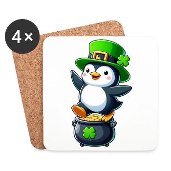 Saint-Patrick Pingouin Cylindre Trèfle - Dessous de verre (lot de 4) - blanc - Devant