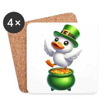 Süße St. Patrick's Day Ente Zylinder Kleeblatt - Untersetzer (4er-Set) - Weiß - Vorne