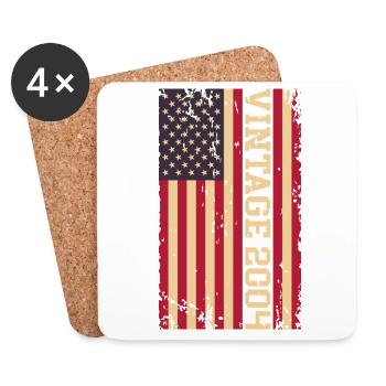 Millésime 2004 Drapeau des États-Unis - Dessous de verre (lot de 4) - blanc - Devant