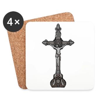 Croix vintage de Jésus-Christ Religieux - Dessous de verre (lot de 4) - blanc - Devant