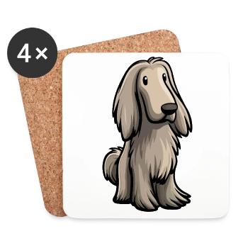 Chien de chasse afghan mignon - Dessous de verre (lot de 4) - blanc - Devant