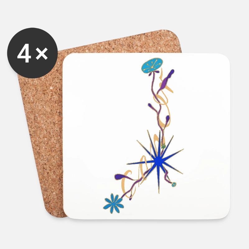 Cancer – Elegantes Sternzeichen und Blumen - Untersetzer (4er-Set) - Weiß