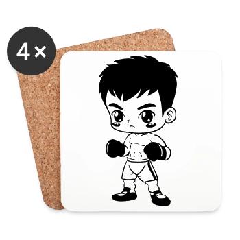 Lustiger Kickboxer - Untersetzer (4er-Set) - Weiß - Vorne