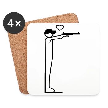 Minimalist pistol shooter design - Coasters (set of 4) - white - Front