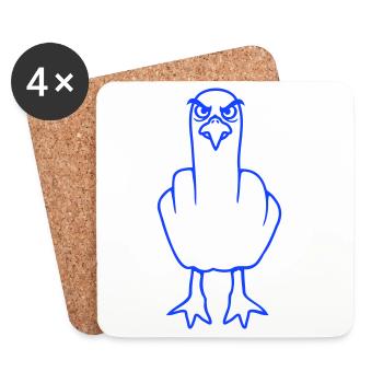 Mouette majeur insulte doigt puant vilain - Dessous de verre (lot de 4) - blanc - Devant