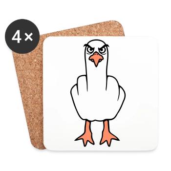 Mouette majeur insulte doigt puant vilain - Dessous de verre (lot de 4) - blanc - Devant