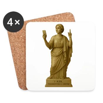 Statue de philosophe antique avec message - Dessous de verre (lot de 4) - blanc - Devant