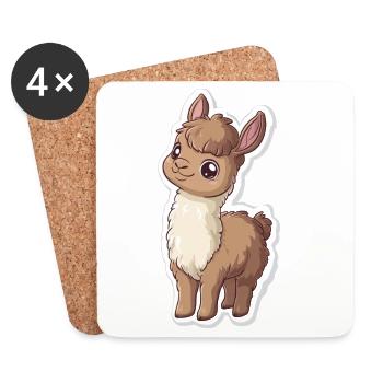 Lama Alpaga Lama Lama Cadeau Animal - Dessous de verre (lot de 4) - blanc - Devant