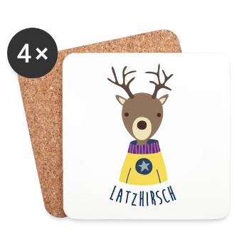 Bavoir de cerf bavoir chasse enfants cerf tête bois - Dessous de verre (lot de 4) - blanc - Devant
