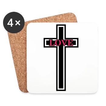Croix Amour Chrétien - Dessous de verre (lot de 4) - blanc - Devant