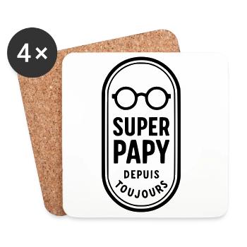 Super Papy depuis toujours - Dessous de verre (lot de 4) - blanc - Devant