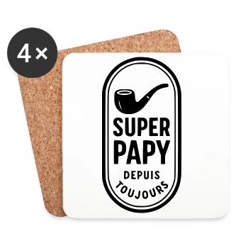 Super Papy depuis toujours - Dessous de verre (lot de 4) - blanc - Devant