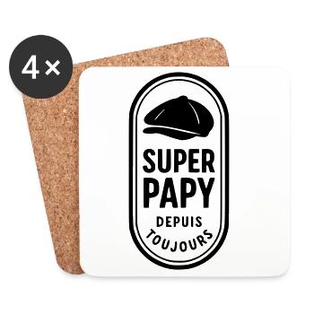 Super Papy depuis toujours - Dessous de verre (lot de 4) - blanc - Devant