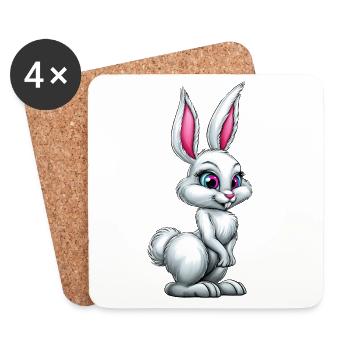 mignon lapin blanc :) - Dessous de verre (lot de 4) - blanc - Devant