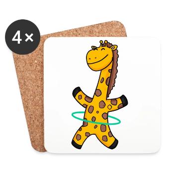 Cute Giraffe with Hoop - Coasters (set of 4) - white - Front