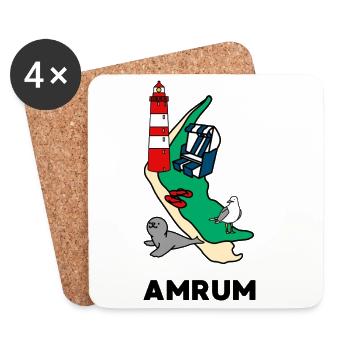 Île d’Amrum en mer du Nord - Dessous de verre (lot de 4) - blanc - Devant