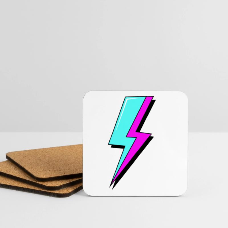 Psychedelic Neon Lightning Coasters (set of 4)