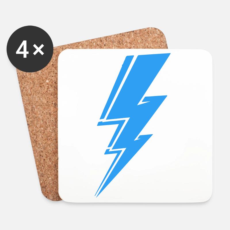 Lightning in Modern Blue - Coasters (set of 4) - white
