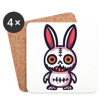 Lapin Halloween Bande dessinée Drôle - Dessous de verre (lot de 4) - blanc - Devant