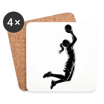 Damen Basketball Dunk - Cooles Silhouette Logo - Untersetzer (4er-Set) - Weiß - Vorne