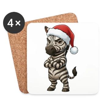 Genervtes Zebra Weihnachtsmütze Mürrisch Weihnacht - Untersetzer (4er-Set) - Weiß - Vorne