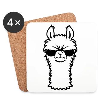 Lama Lunettes de soleil Angry Cool Furry Alpaga Sour - Dessous de verre (lot de 4) - blanc - Devant