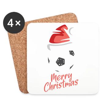 Weihnachten Fußball Santa Hut Design - Untersetzer (4er-Set) - Weiß - Vorne