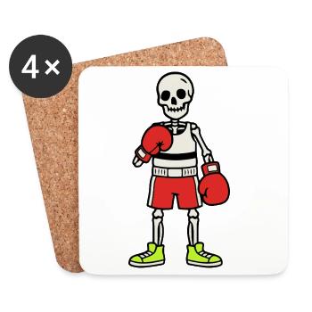 Skeleton Boxer – Spooky Fight Night - Coasters (set of 4) - white - Front