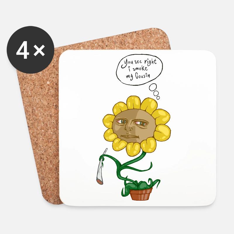 Sonnenblume Gesichtswitz - Untersetzer (4er-Set) - Weiß