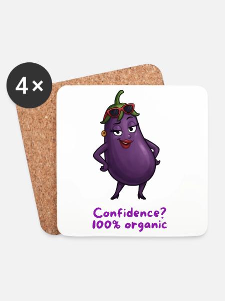  Aubergine - Selbstbewusstsein 100% organic Motiv  - Untersetzer (4er-Set) - Weiß