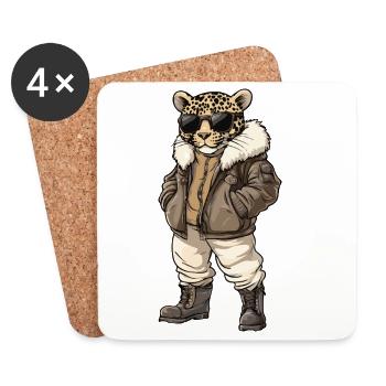 Leopard Cool Winter - Untersetzer (4er-Set) - Weiß - Vorne