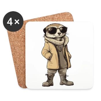 Suricate Hiver frais - Dessous de verre (lot de 4) - blanc - Devant
