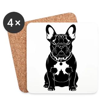 Funny French Bulldog Gift Cute - Coasters (set of 4) - white - Front