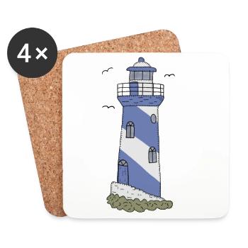 Blauer_Leuchtturm - Dessous de verre (lot de 4) - blanc - Devant