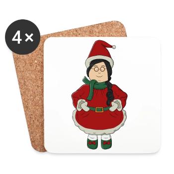 Weihnachtsmannmädchen im roten Kleid - Untersetzer (4er-Set) - Weiß - Vorne