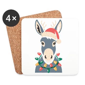 Süße Esel Elfe Weihnachten Niedlich - Untersetzer (4er-Set) - Weiß - Vorne