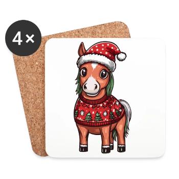 Pferd Weihnachten Xmas - Untersetzer (4er-Set) - Weiß - Vorne