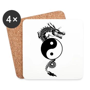 Yin and yang dragon - Coasters (set of 4) - white - Front
