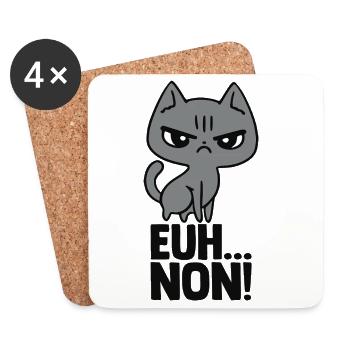 Chat Grognon Drôle Mauvaise Humeur Boudeuse Fille - Coasters (set of 4) - white - Front