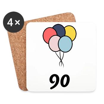 90. 90 JAHRE. 90-JÄHRIGES JUBILÄUM. 90-JÄHRIGES JUBILÄUM. - Untersetzer (4er-Set) - Weiß - Vorne