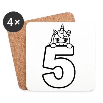 Licorne mignonne sur l’illustration du dessin animé numéro 5 - Dessous de verre (lot de 4) - blanc - Devant