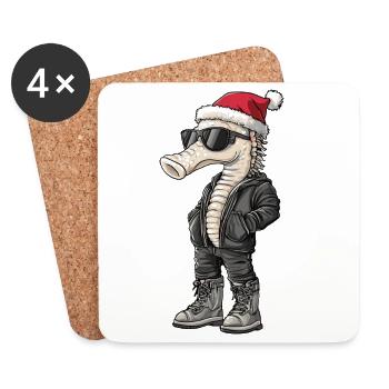 Seepferd Weihnachten Winter - Untersetzer (4er-Set) - Weiß - Vorne