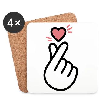 K-Pop Heart - Untersetzer (4er-Set) - Weiß - Vorne