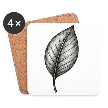 Monochrome leaf detail - Coasters (set of 4) - white - Front