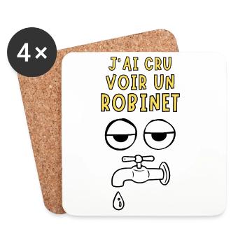 J'ai cru voir un robinet - Dessous de verre (lot de 4) - blanc - Devant