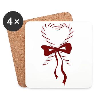 Candy Canes Heart Christmas - Coasters (set of 4) - white - Front