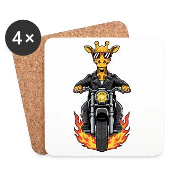 Cool Biker Giraffe Motorcycle Flames - Coasters (set of 4) - white - Front