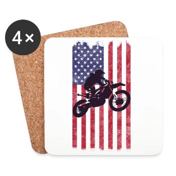 Dirt Biking USA-Flagge - Untersetzer (4er-Set) - Weiß - Vorne